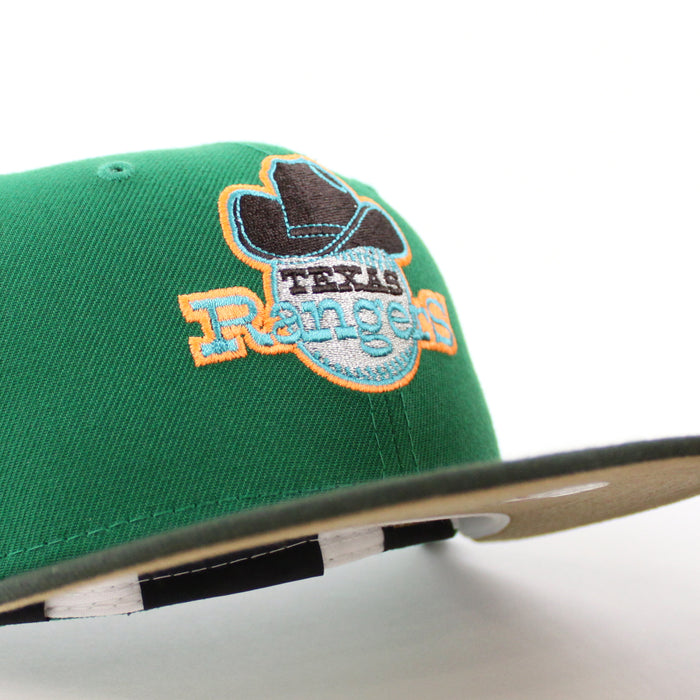 Texas Rangers ARLINGTON STADIUM New Era 59Fifty Fitted Hat (Kelly Green Seaweed Khaki UnderBrim)
