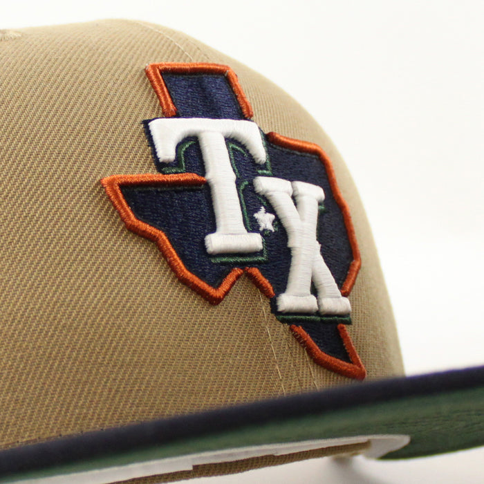 Texas Rangers Inaugural Season New Era 59Fifty Fitted Hat (GITD Khaki Navy Green Under Brim)