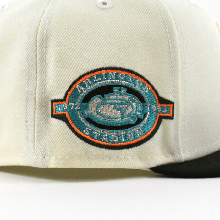 Texas Rangers Stadium New Era 59Fifty Fitted Hat (Chrome White Dark Seaweed Khaki Under Brim)