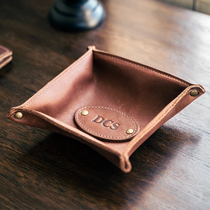 The Monticello Fine Leather Desk Valet Caddy Tray | Holtz Leather Co.