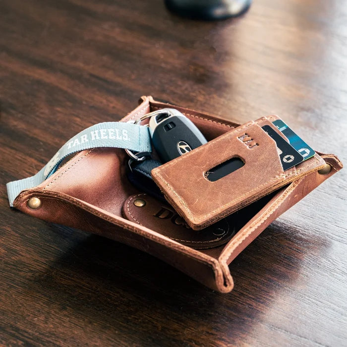 The Monticello Fine Leather Desk Valet Caddy Tray | Holtz Leather Co.