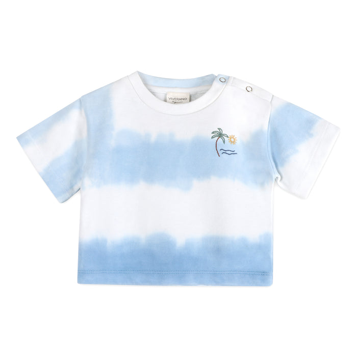 Blue Breeze Tie Dye Cozy Baby Tee Front (Organic Jersey)