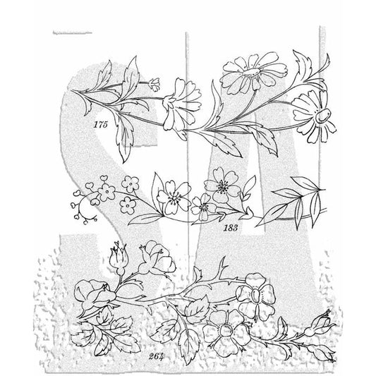 Tim Holtz - Cling Stamps - 7"X8.5" - Embroidery. Available at Embellish Away located in Bowmanville Ontario Canada.