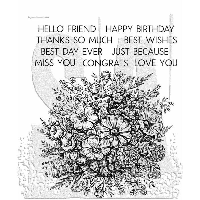 Tim Holtz - Cling Stamps 7"X8.5" - Floristry With Grid Block. Available at Embellish Away located in Bowmanville Ontario Canada.
