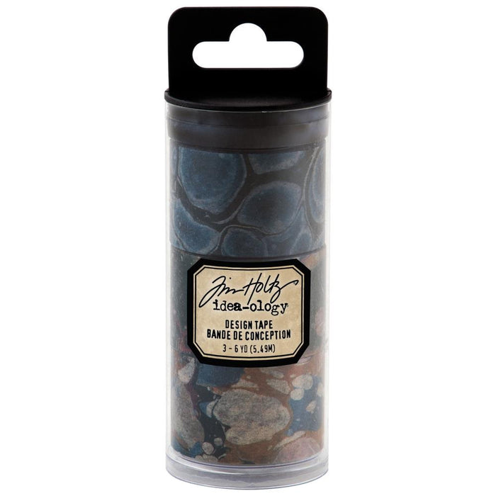 Tim Holtz - Idea-Ology - Design Tape - Marbled. Design Tape Marbled by Tim Holtz is adhesive-backed printed imagery used for a variety of projects. The wide width is ideal for adhering ephemera and other paper elements to junk journals, cards and more.  Available at Embellish Away located in Bowmanville Ontario Canada.