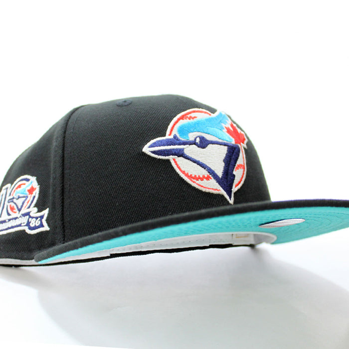 Toronto Blue Jays 10th Anniversary New Era 59Fifty Fitted Hat (Glow in the Dark Black Teal Under Brim)