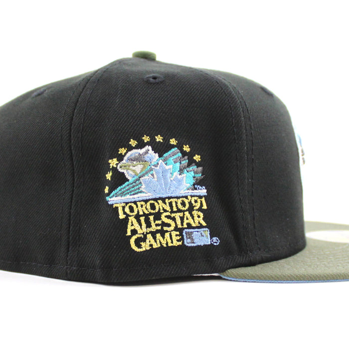 Toronto Blue Jays 1991 All Star Game New Era 59Fifty Fitted Hat (Black Olive Green Sky Blue Under Brim)