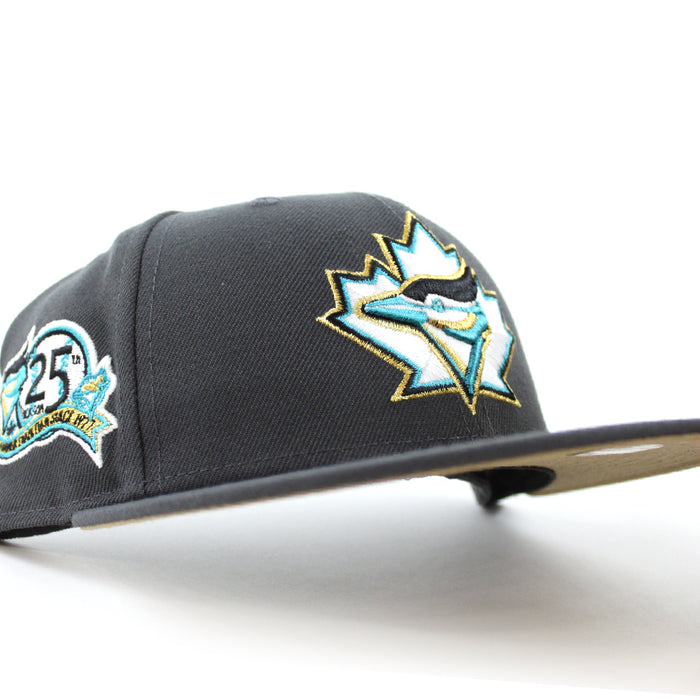 Toronto Blue Jays 25 New Era 59Fifty Fitted Hat (GITD Dark Graphite Gray Khaki Under Brim)