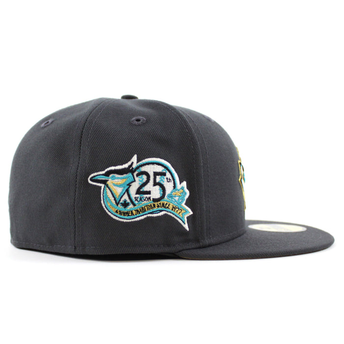 Toronto Blue Jays 25 New Era 59Fifty Fitted Hat (GITD Dark Graphite Gray Khaki Under Brim)