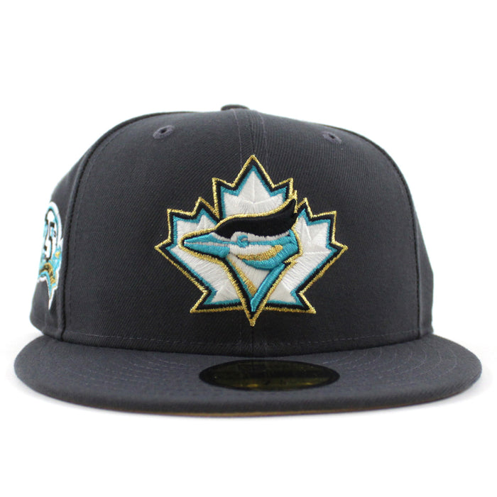 Toronto Blue Jays 25 New Era 59Fifty Fitted Hat (GITD Dark Graphite Gray Khaki Under Brim)