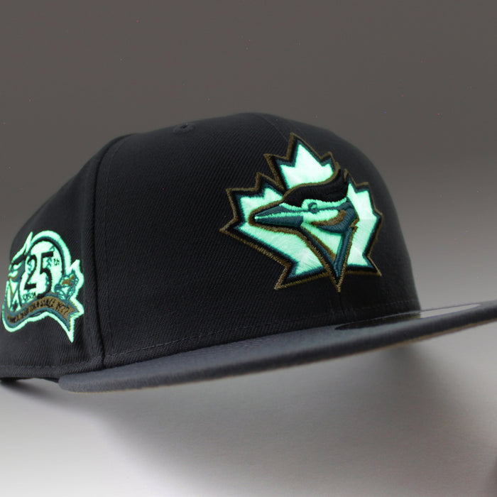 Toronto Blue Jays 25 New Era 59Fifty Fitted Hat (GITD Dark Graphite Gray Khaki Under Brim)