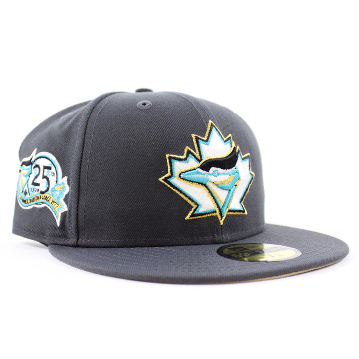 Toronto Blue Jays 25 New Era 59Fifty Fitted Hat (GITD Dark Graphite Gray Khaki Under Brim)