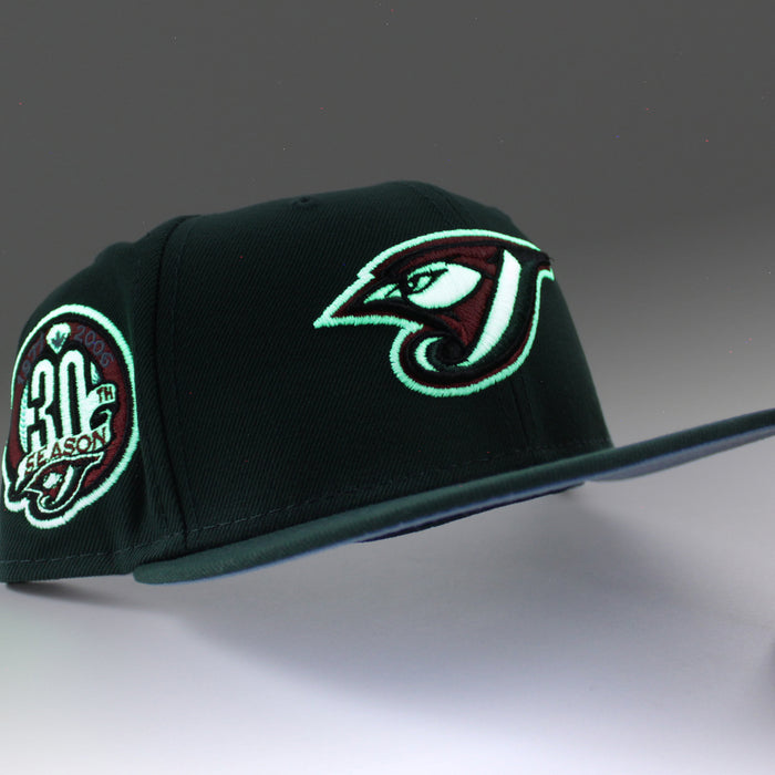 Toronto Blue Jays 30th Anniversary New Era 59Fifty Fitted Hat (GITD Dark Green Sky Blue Under Brim)