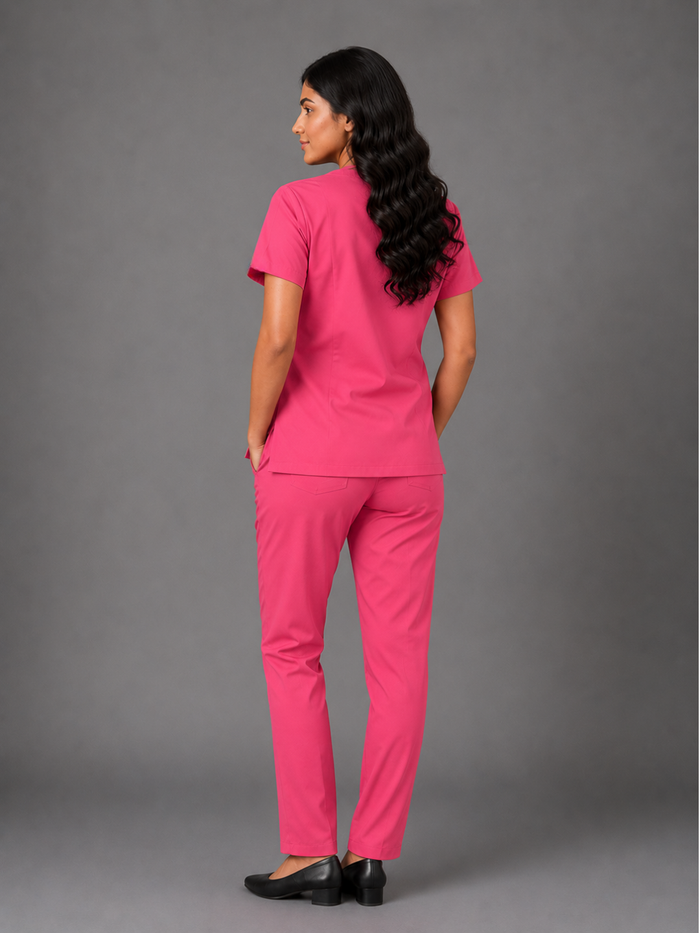 TSM ELITE 6 POCKET ZIPPER (PINK) WOMEN SCRUB