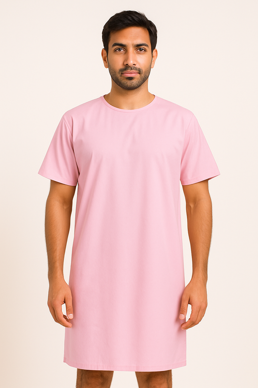 TSM PINK ROUND NECK PATIENT DRESS FOR MEN