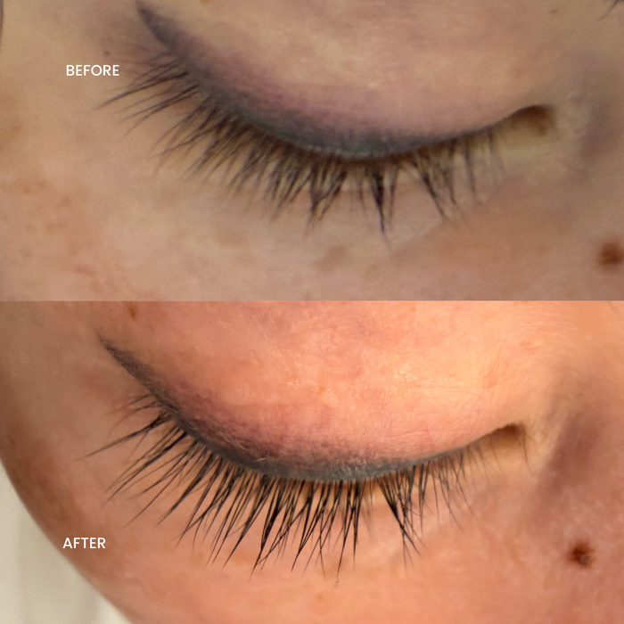 WOWBROW Brow and Lash Serum before and after results showing longer fuller lashes after regular use