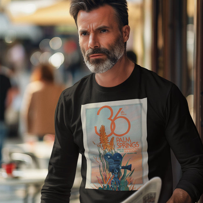 Unisex Long Sleeve T-shirt - 2025 Palm Springs Film Festival Poster Art - Black - Destination PSP