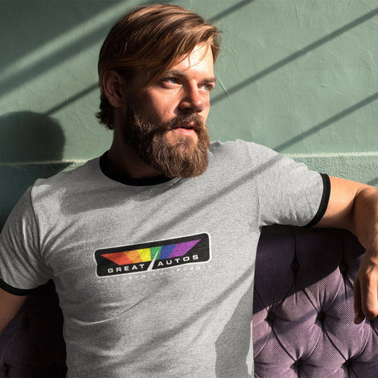 Unisex T-shirt - Great Autos Ringer - Heather Grey - Destination PSP