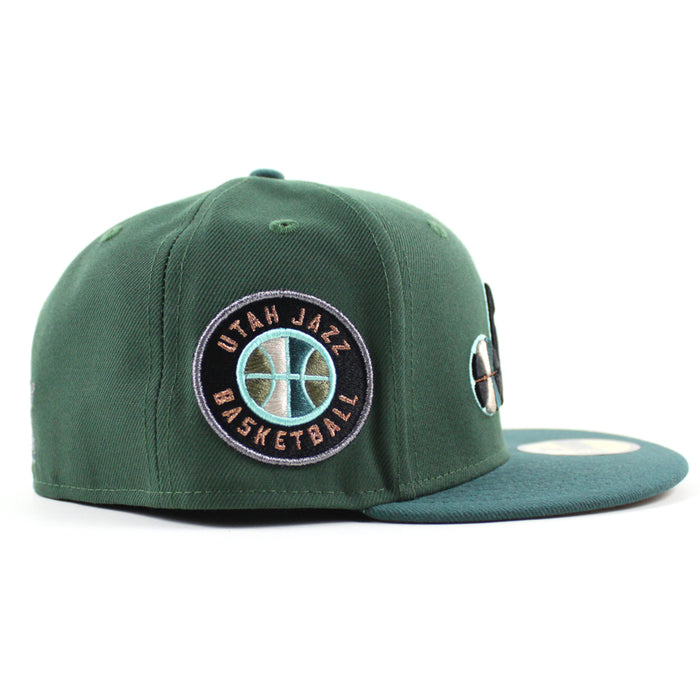 Utah Jazz NBA New Era 59Fifty Fitted Hat (Green Turquoise Khaki Under Brim)