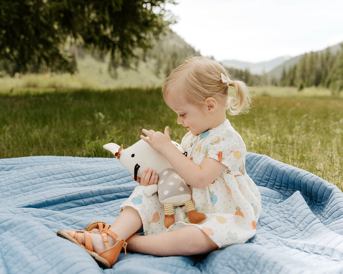 Veggie Puff Sleeve Dress + Bloomer (Organic Muslin) - Viverano