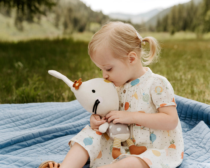 Veggie Puff Sleeve Dress + Bloomer (Organic Muslin)
