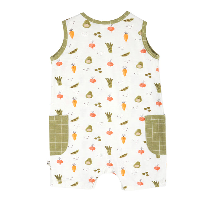 Veggies Side Pocket Baby Romper Back (Organic Jersey)