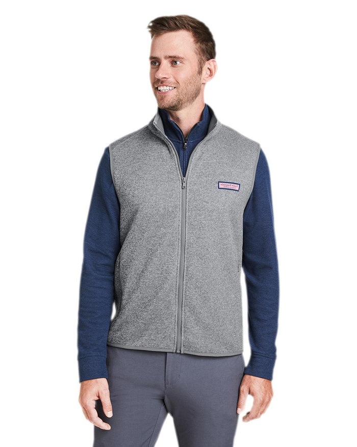 Vineyard Vines Mountain Sweater Fleece Vest-Outerwear-Vineyard Vines-Grey Heather-S-Thread Logic