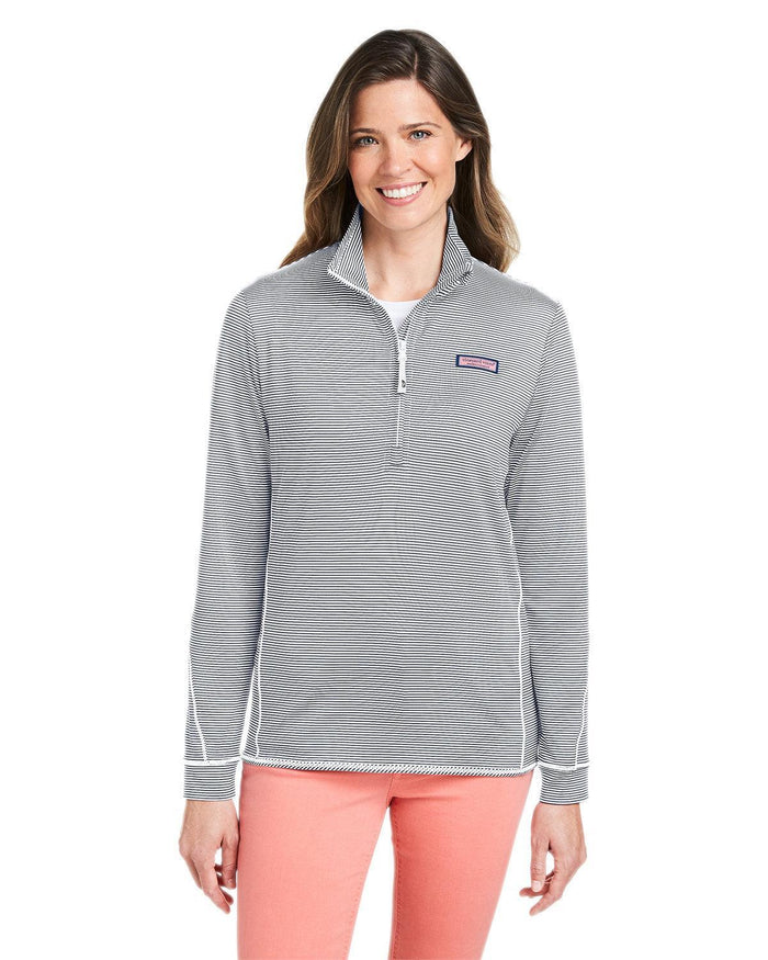 Vineyard Vines Ladies Microstripe Sankaty Half-Zip Pullover-Knits and Layering-Vineyard Vines-Heather Grey-XS-Thread Logic
