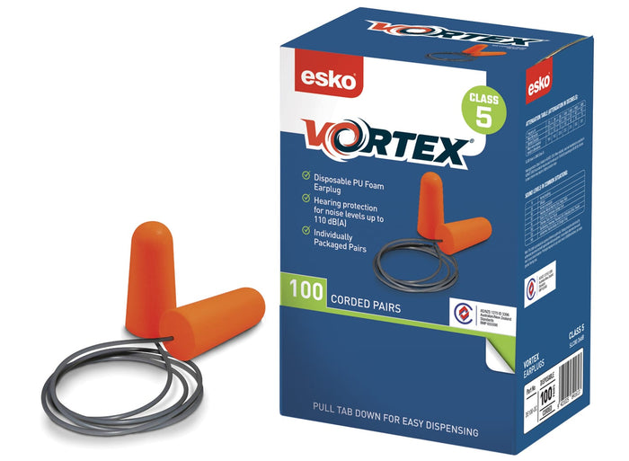 Vortex Earplugs Orange Corded | Box of 100 Pairs