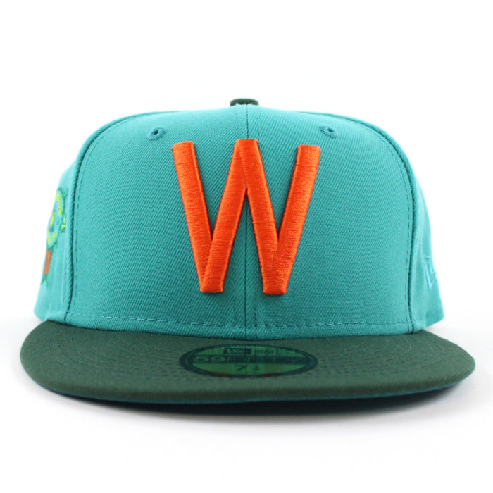 Washington Senators 1960 Season Anniversary New Era 59FIFTY Fitted Hat (Teal Dark Green Aqua Under Brim)