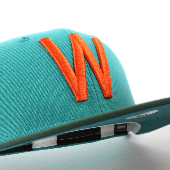 Washington Senators 1960 Season Anniversary New Era 59FIFTY Fitted Hat (Teal Dark Green Aqua Under Brim)