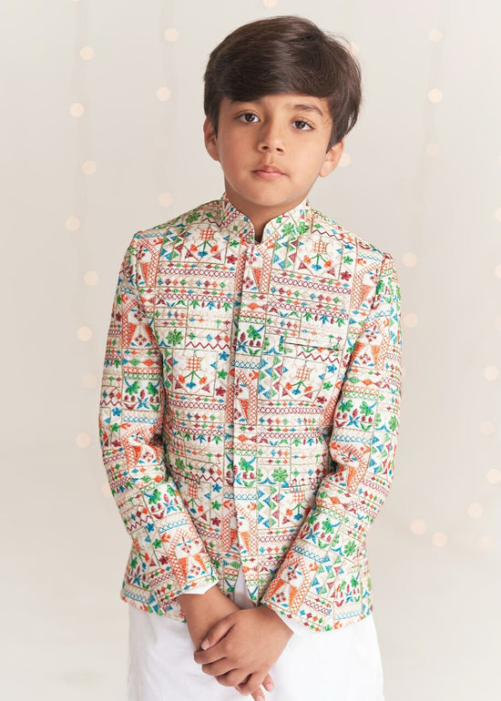 White Colorful Prince Coat
