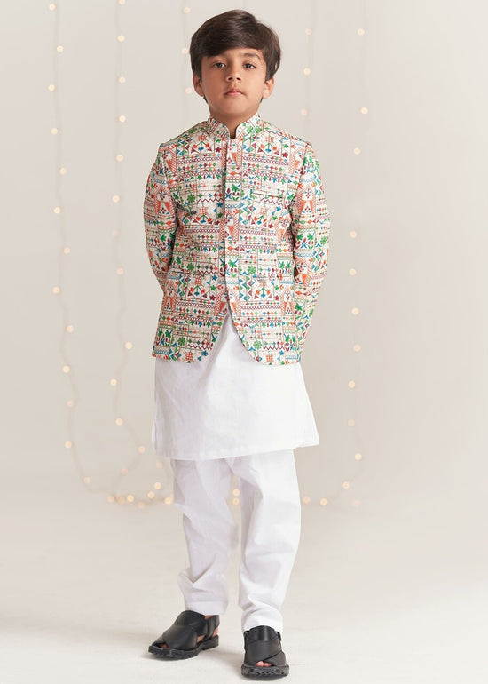 White Colorful Prince Coat