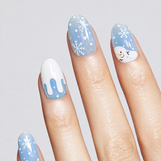Winter Blue Snowman Snowflake Gel Nail Stickers