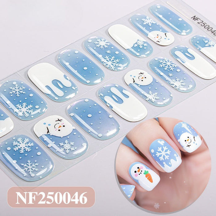 Winter Blue Snowman Snowflake Gel Nail Stickers