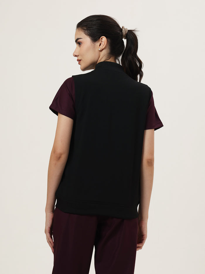 Women Black Sleeve-less Jacket
