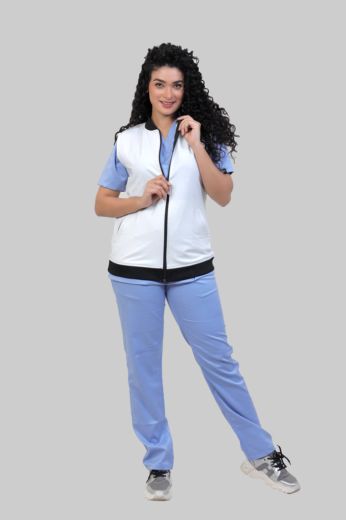 Women White Sleeve-less Jacket