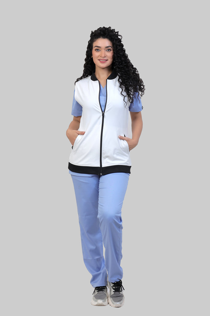 Women White Sleeve-less Jacket