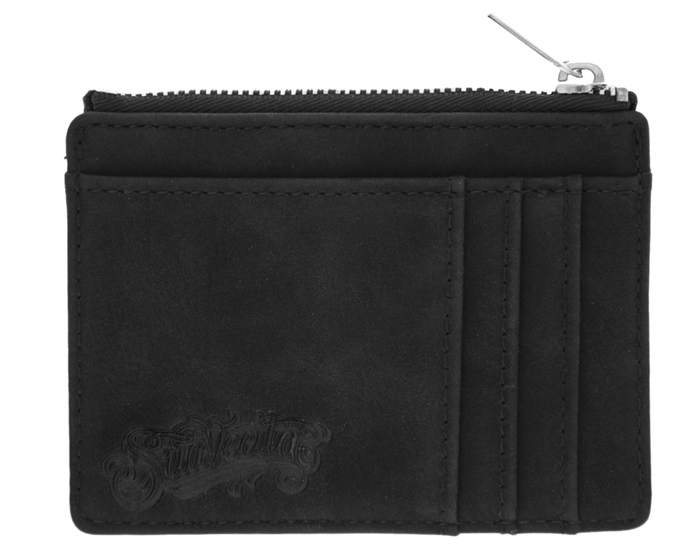 Zipper Card Holder Wallet - Black - Front