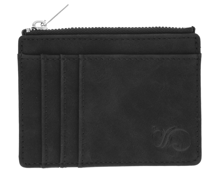 Zipper Card Holder Wallet - Black - Back